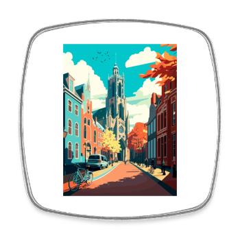 Utrecht Dekoration Niederlande Reiseposter - Viereckiger Kühlschrankmagnet - Weiß - Vorne