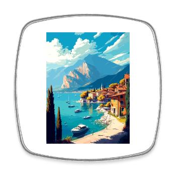 Lake Garda Decoration Vintage Travel Poster WPA - Square fridge magnet - white - Front