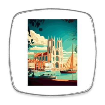 La Rochelle France Vintage voyage affiche Souvenir - Magnet carré - blanc - Devant