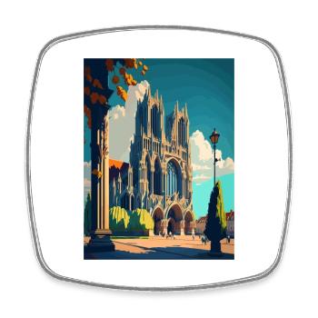 Reims Frankreich Vintage Reiseposter WPA Souvenir - Viereckiger Kühlschrankmagnet - Weiß - Vorne