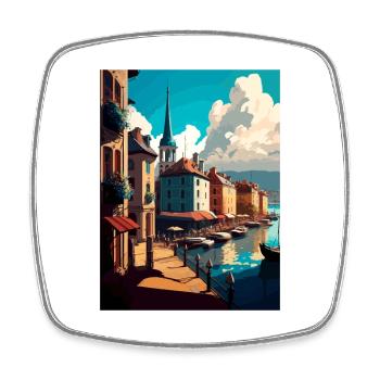 Bayonne France Vintage Travel Poster WPA Souvenir - Square fridge magnet - white - Front