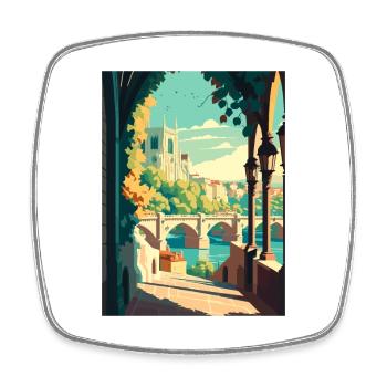 Avignon France Vintage voyage affiche WPA Souvenir - Magnet carré - blanc - Devant