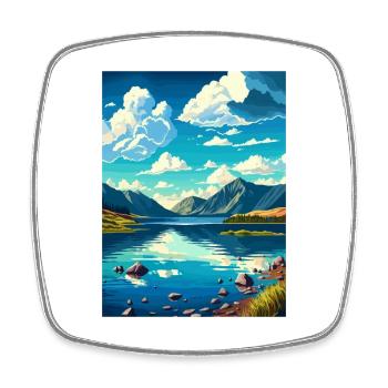 Genfersee Schweiz Vintage Reiseposter WPA - Viereckiger Kühlschrankmagnet - Weiß - Vorne