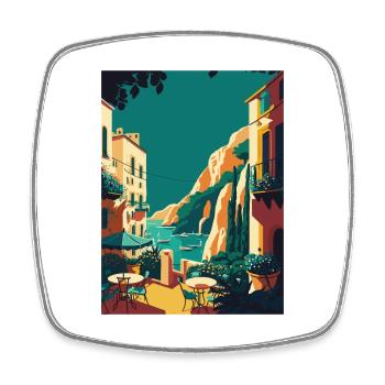 Capri Italy Coastal Vintage Travel Poster Souvenir - Square fridge magnet - white - Front