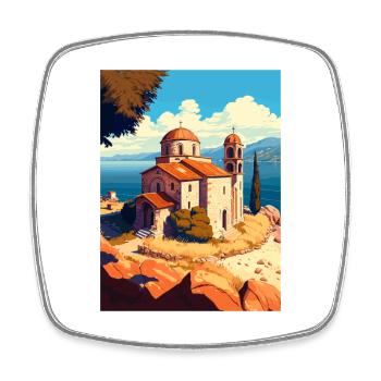 Ohrid Island Lake Church Of St John Macedonia - Square fridge magnet - white - Front