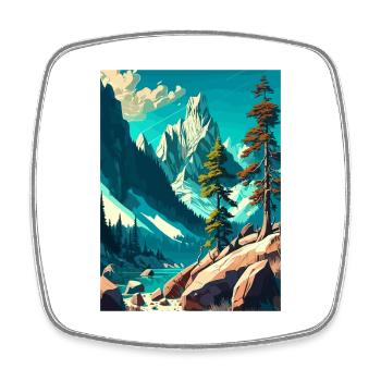 Triglav Slowenien Vintage Reiseposter Souvenir - Viereckiger Kühlschrankmagnet - Weiß - Vorne