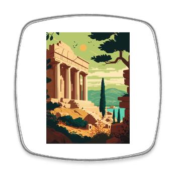 Athen Griechenland Akropolis Vintage Reiseposter WPA - Viereckiger Kühlschrankmagnet - Weiß - Vorne