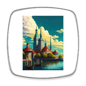 Malmo Sweden Vintage Travel Poster WPA Souvenir - Square fridge magnet - white - Front