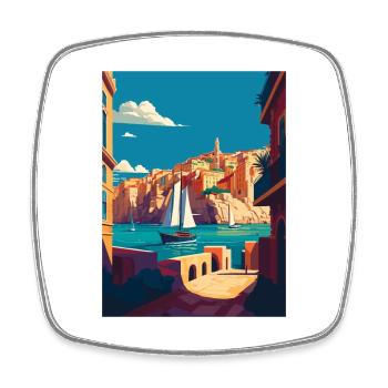 La Valette Malte Vintage voyage affiche WPA Souvenir - Magnet carré - blanc - Devant