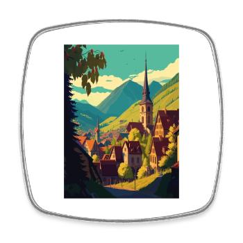 Transylvania Romania Village Room Travel Poster - Square fridge magnet - white - Front