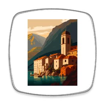 Kotor Monténégro Pologne polonaise chambre affiche de voyage - Magnet carré - blanc - Devant
