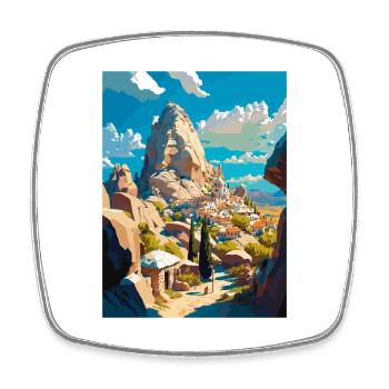Göreme Türkei Vintage Reiseposter WPA Souvenir - Viereckiger Kühlschrankmagnet - Weiß - Vorne