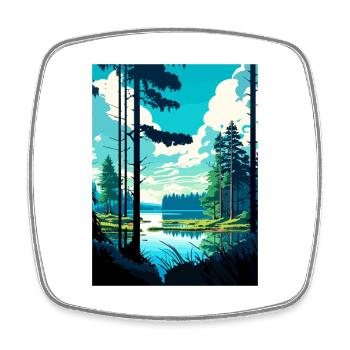 Bialowieża Pologne Affiche de voyage vintage souvenir - Magnet carré - blanc - Devant