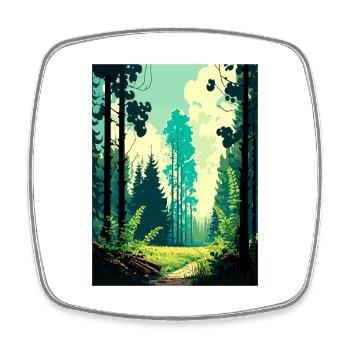 Forêt de Bialowieża Pologne Affiche de voyage vintage WPA - Magnet carré - blanc - Devant