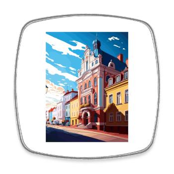 Krosno Pologne Vintage voyage affiche WPA Souvenir - Magnet carré - blanc - Devant