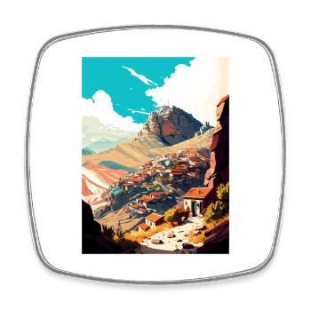 Afyonkarahisar Turkey Giftr Vintage Travel Poster - Square fridge magnet - white - Front