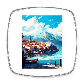 Datca Turkey Vintage Travel Poster WPA Souvenir - Square fridge magnet - white - Front
