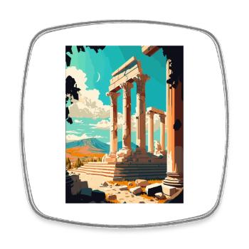Bergama Turkey Vintage Travel Poster WPA Souvenir - Square fridge magnet - white - Front