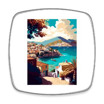 Kalkan Turkey Vintage Travel Poster WPA Souvenir - Square fridge magnet - white - Front