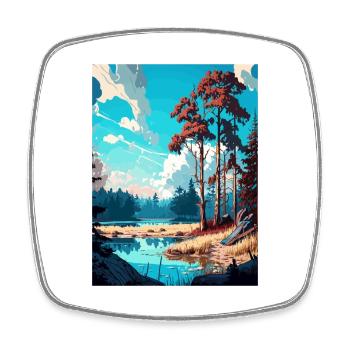 Kampinos Pologne Vintage voyage affiche WPA Souvenir - Magnet carré - blanc - Devant