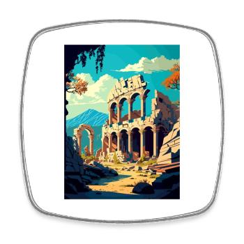 Termessos Turkey Vintage Travel Poster Souvenir - Square fridge magnet - white - Front