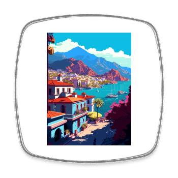 Marmaris Turkey Vintage Travel Poster WPA Souvenir - Square fridge magnet - white - Front