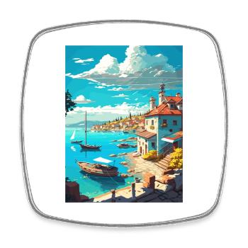 Bozcaada Turkey Vintage Travel Poster WPA Souvenir - Square fridge magnet - white - Front