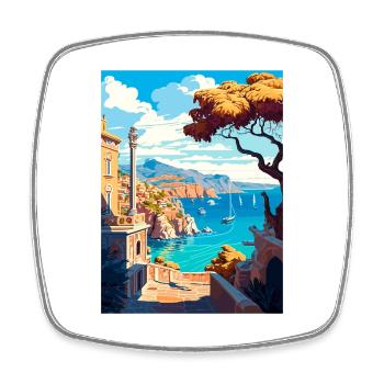 Rhodos Griechenland Dekoration Vintage Reiseposter WPA - Viereckiger Kühlschrankmagnet - Weiß - Vorne