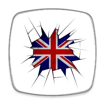 Union Jack Flagge zerbrochenes Glas - Viereckiger Kühlschrankmagnet - Weiß - Vorne