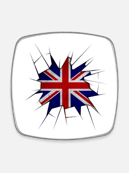 Union jack flag broken glass - Square fridge magnet - white
