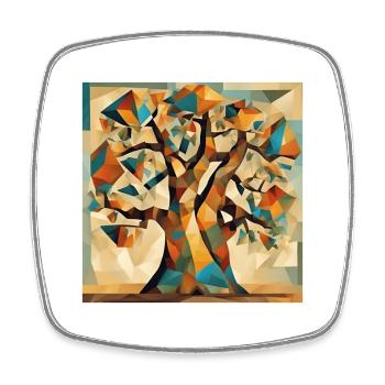 Herbstbaum in Geometrie - Viereckiger Kühlschrankmagnet - Weiß - Vorne