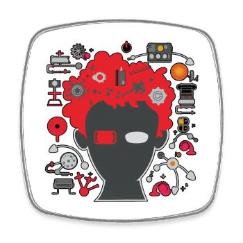 Geek 02 R - Viereckiger Kühlschrankmagnet - Weiß - Vorne