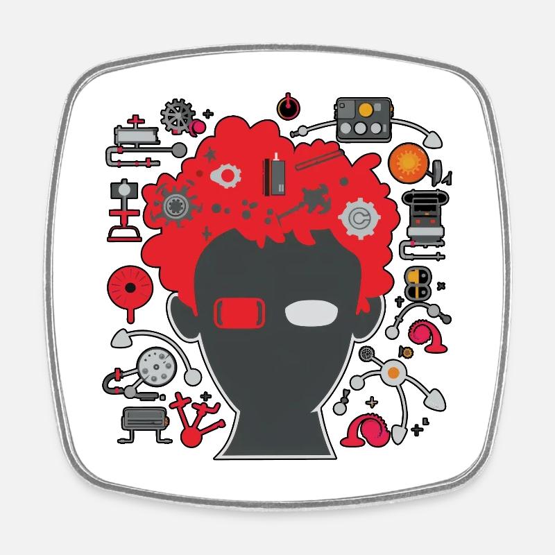 Geek 02 R - Square fridge magnet - white