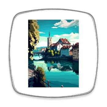 Schaffhausen Schweiz Vintage Reiseposter WPA - Viereckiger Kühlschrankmagnet - Weiß - Vorne