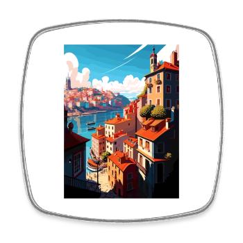 Porto Portugal Vintage Reiseposter WPA Souvenir - Viereckiger Kühlschrankmagnet - Weiß - Vorne