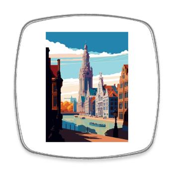 Anvers Belgique Vintage Travel Poster WPA Souvenir - Magnet carré - blanc - Devant