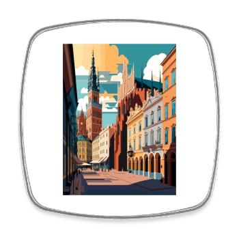 Krakau Polen Vintage Reiseposter WPA Souvenir - Viereckiger Kühlschrankmagnet - Weiß - Vorne