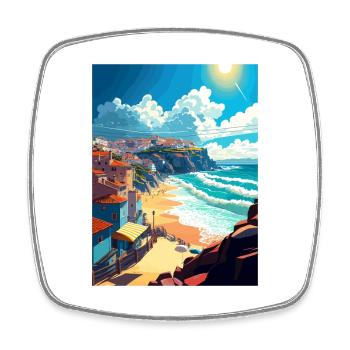 Nazaré Portugal Vintage voyage affiche WPA Souvenir - Magnet carré - blanc - Devant