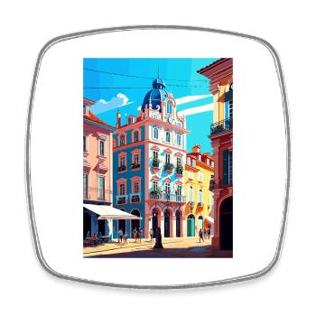 Caldas Da Rainha Portugal Affiche de voyage Vintage - Magnet carré - blanc - Devant