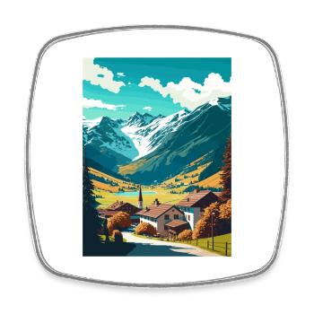 Klosters Serneus Schweiz Vintage Reiseposter - Viereckiger Kühlschrankmagnet - Weiß - Vorne