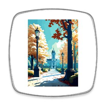 Brussels Park Belgium Vintage Travel Poster WPA - Square fridge magnet - white - Front