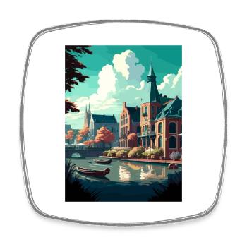 Zwolle Niederlande Vintage Reiseposter Souvenir - Viereckiger Kühlschrankmagnet - Weiß - Vorne