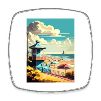 Zandvoort Netherlands Vintage Travel Poster WPA - Square fridge magnet - white - Front