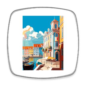 Aveiro Portugal Vintage Travel Poster WPA Souvenir - Square fridge magnet - white - Front