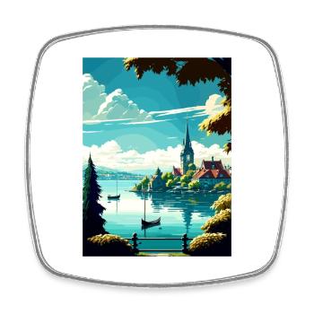 Lac de Zurich Suisse Vintage Travel Poster WPA - Magnet carré - blanc - Devant