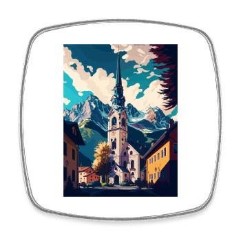 St Johann In Tirol Austria Vintage Travel Poster - Square fridge magnet - white - Front