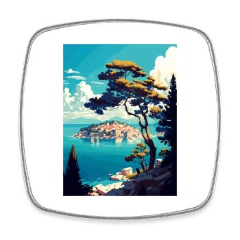 Vis Island Croatia Vintage Travel Poster Souvenir - Square fridge magnet - white - Front