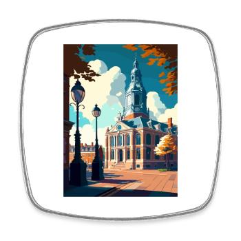 Breda Niederlande Vintage Reiseposter Souvenir - Viereckiger Kühlschrankmagnet - Weiß - Vorne