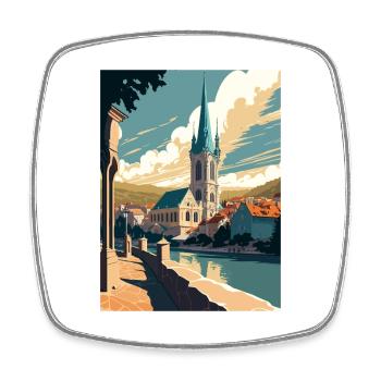 Krems An der Donau Österreich Vintage Reiseposter - Viereckiger Kühlschrankmagnet - Weiß - Vorne