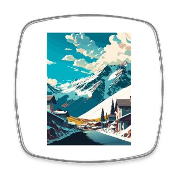Ischgl Österreich Vintage Reiseposter WPA Souvenir - Viereckiger Kühlschrankmagnet - Weiß - Vorne